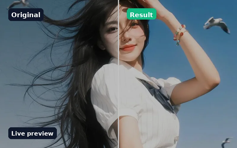 Original versus result crop preview
